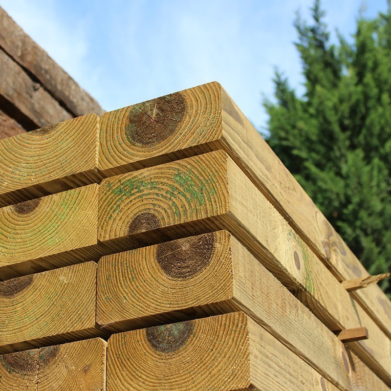 Planed and Bevelled Treated Softwood Garden Sleepers - Pallet Planed and Bevelled Treated Softwood Garden Sleepers - Pallet